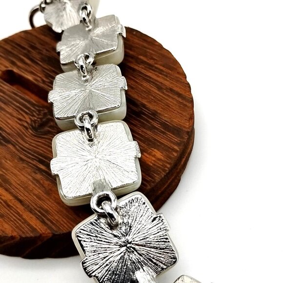 Hutton Wilkinson White Puffy Square Link Toggle Bracelet - Picture 8 of 13